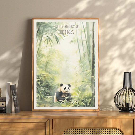 Chengdu China Giant Panda Resting In Bamboo Forest Sanctuary Poster
