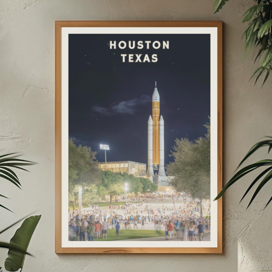 Houston Texas Poster Space Center Wall Art Rocket Launchpad Print Astronaut Travel Decor Night Sky Exploration Launch Home Office Art - Image 2