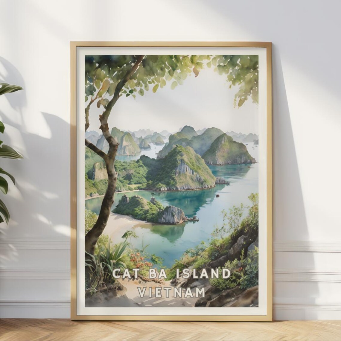 Cat Ba Island Vietnam Limestone Karst Emerald Bay Island Travel Poster