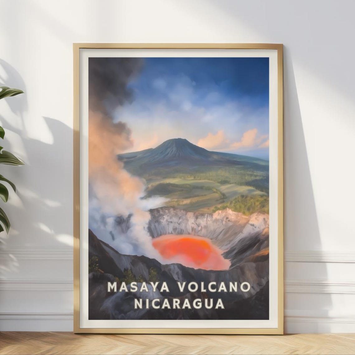 Masaya Volcano Poster Nicaragua Travel Print Volcanic Landscape Wall Art Lava Crater Decor Adventure Nature Print Central America Art