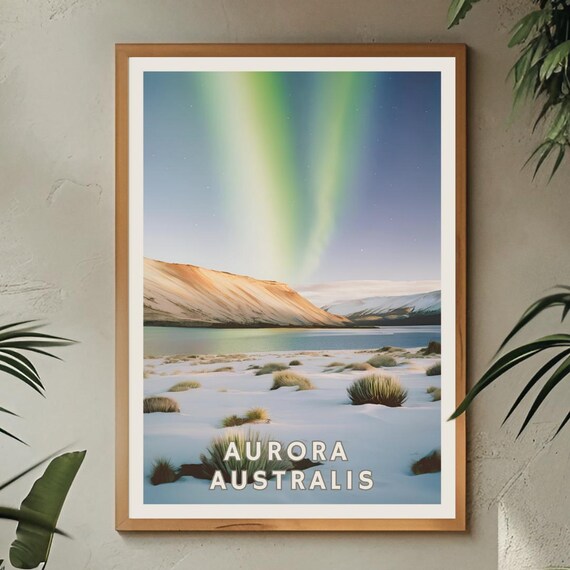 Aurora Australis Poster Southern Lights Wall Art Antarctic Landscape Print Night Sky Home Decor Polar Nature Art Celestial Wall Art