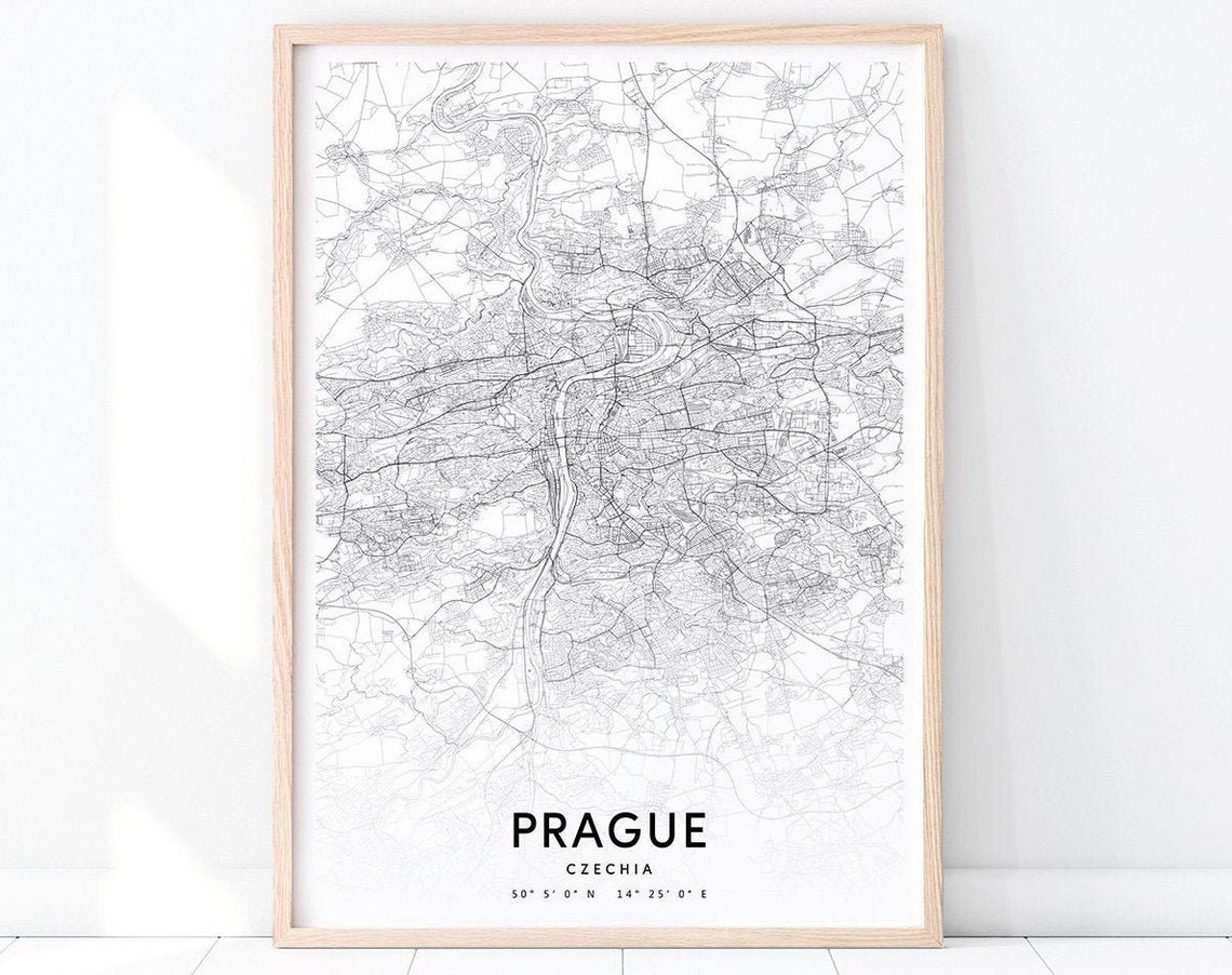 Prague Czechia City Street Map Modern Minimalist Style Poster