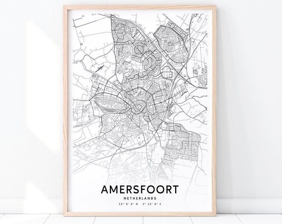 Amersfoort Map Print Art Netherlands Holland Poster Street Road Modern Wall Office Decor