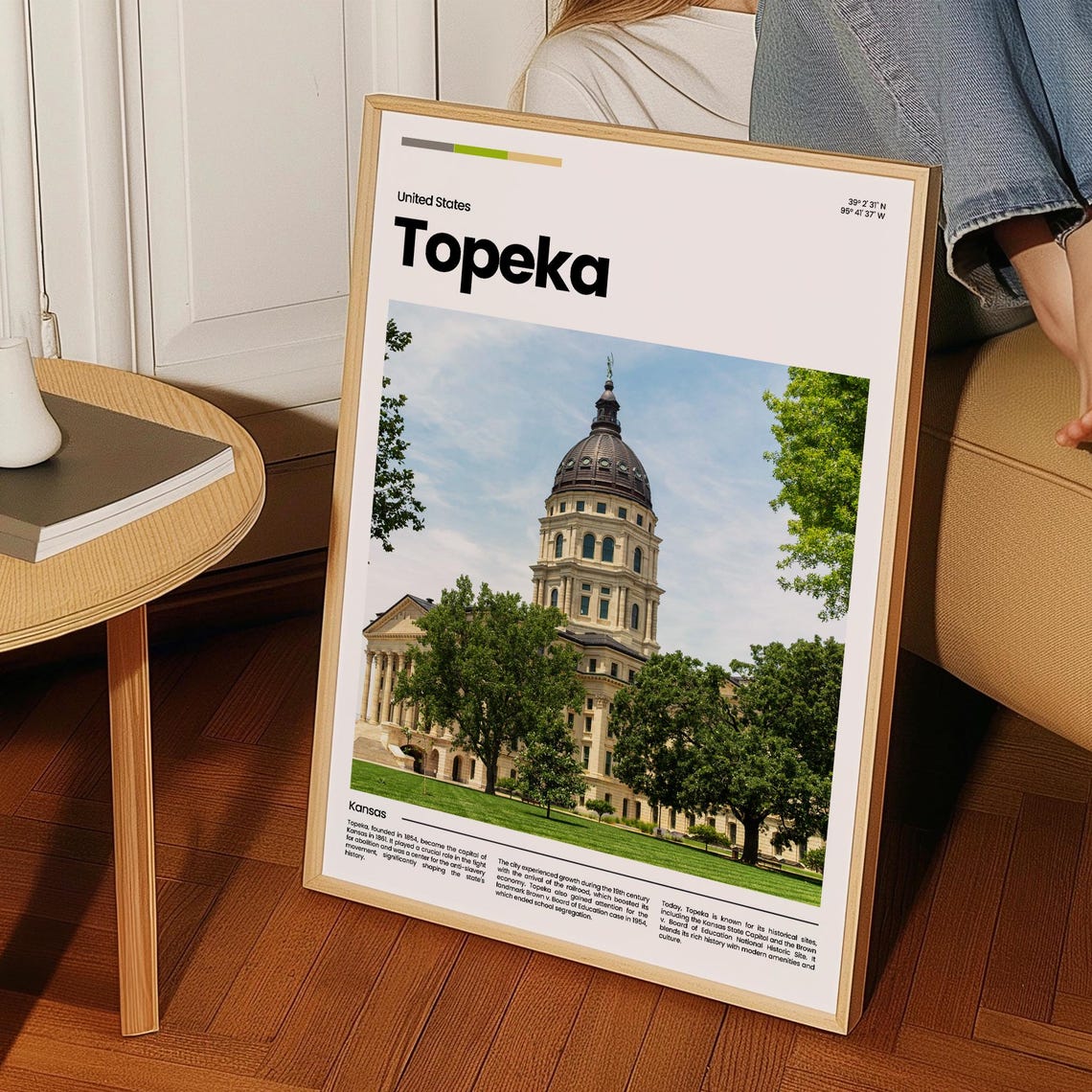 Topeka Kansas State Capitol Dome Classic Civic Travel Poster - Image 3