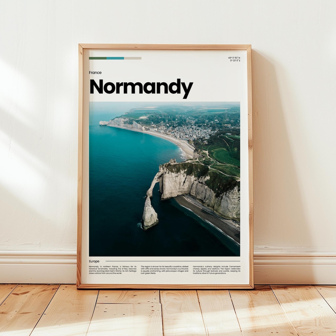 Normandy France Etretat Dramatic White Cliffs Coast Travel Poster