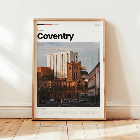 Historic Coventry England Travel Photo Cathedral Street Poster