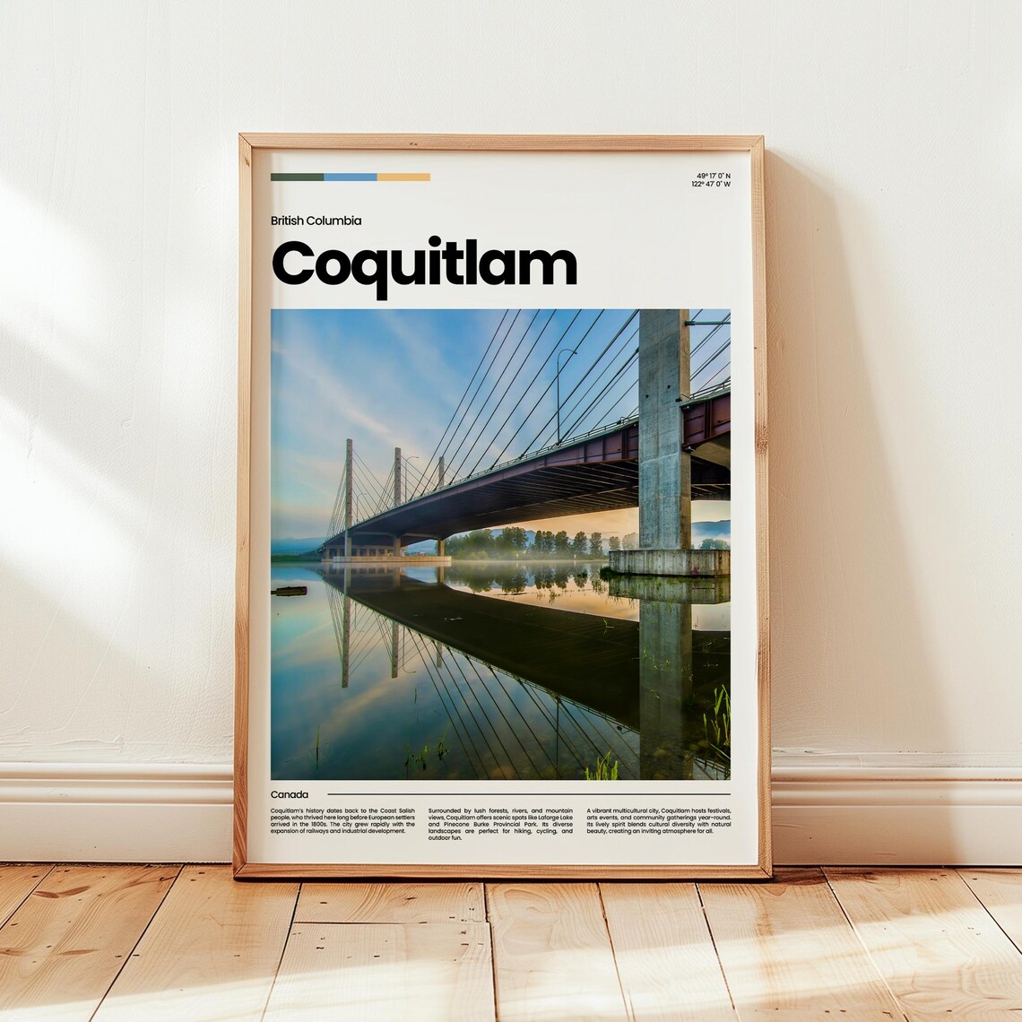 Coquitlam British Columbia Canada Bridge Lake Scenic Travel Poster