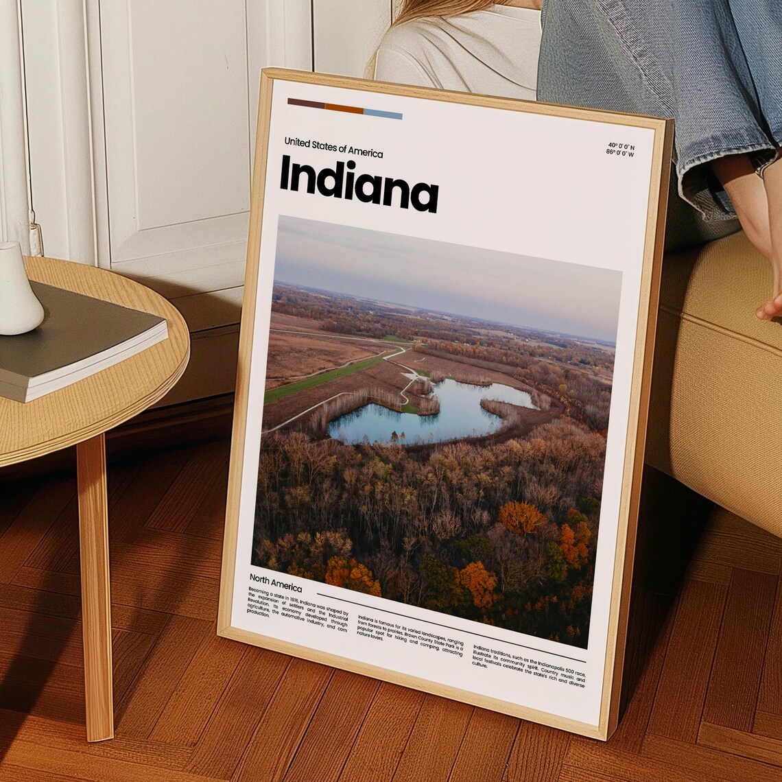 Indiana Autumn Wetlands Aerial Lake Fall Colors Scenic Poster - Image 3