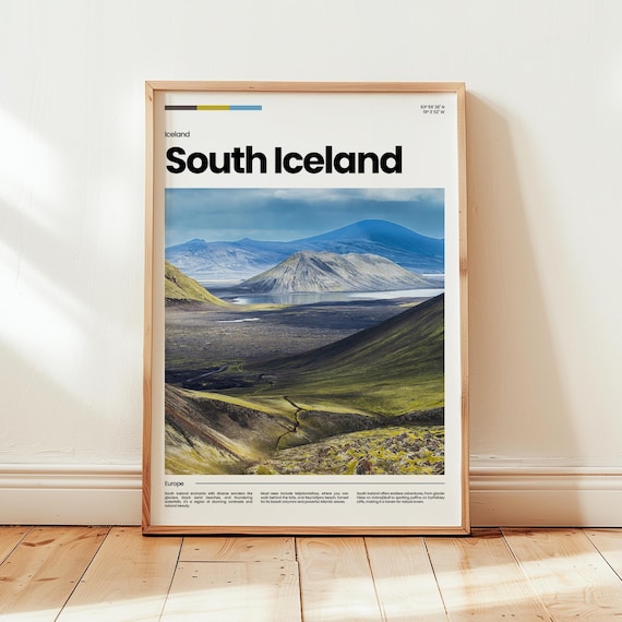 South Iceland Volcanic Valley Glacier Lagoon Landscape Travel Poster