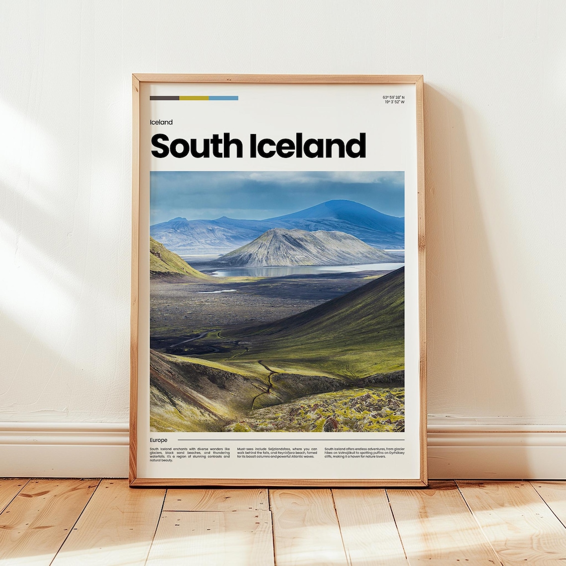 South Iceland Volcanic Valley Glacier Lagoon Landscape Travel Poster