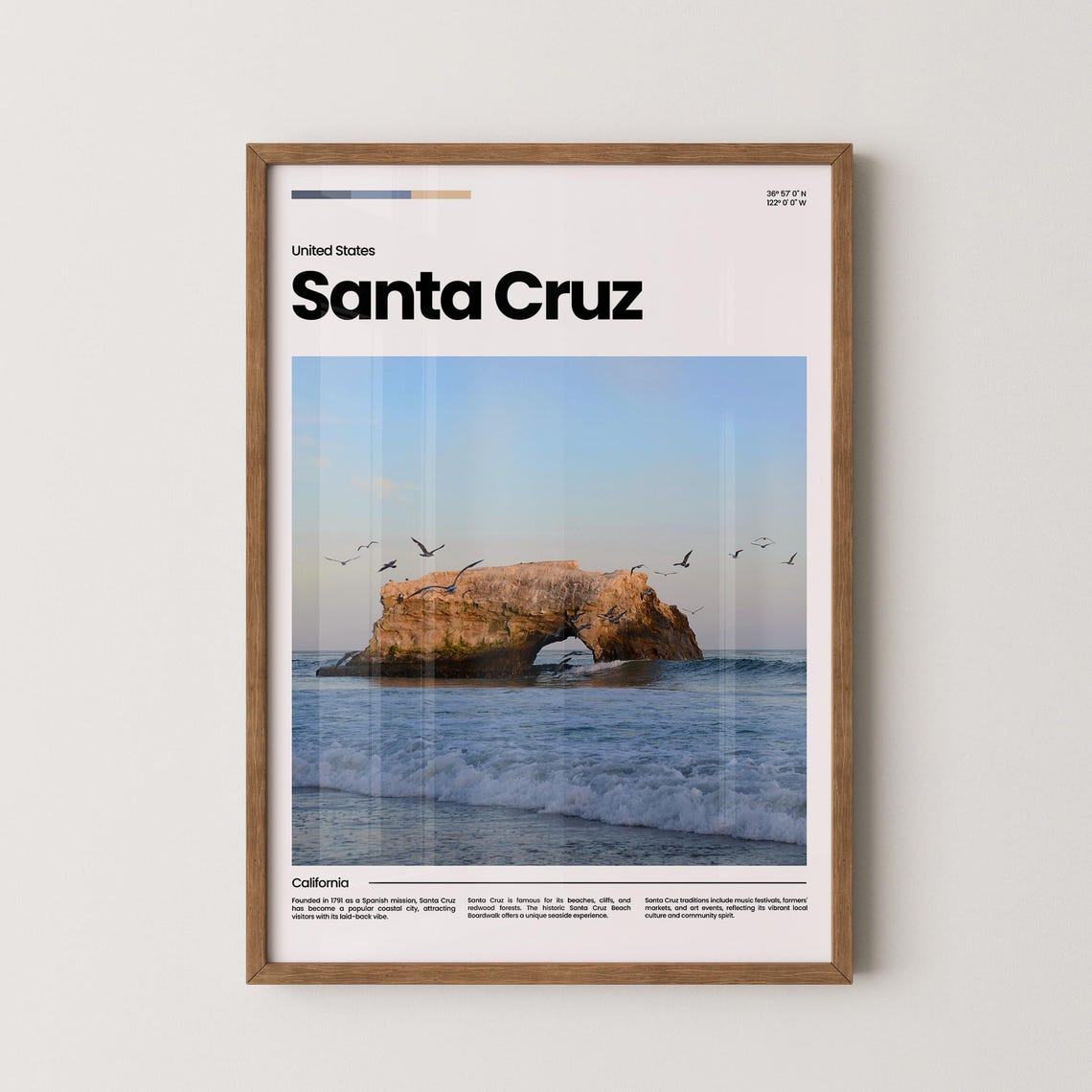 Santa Cruz Travel Poster Santa Cruz Poster Santa Cruz Photo Poster Santa Cruz Art Print Usa Poster California Poster Travel Gift