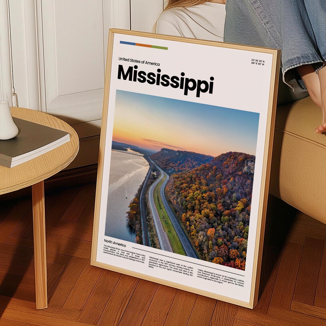 Mississippi River Autumn Hills Scenic River Road Landscape Poster - Image 3