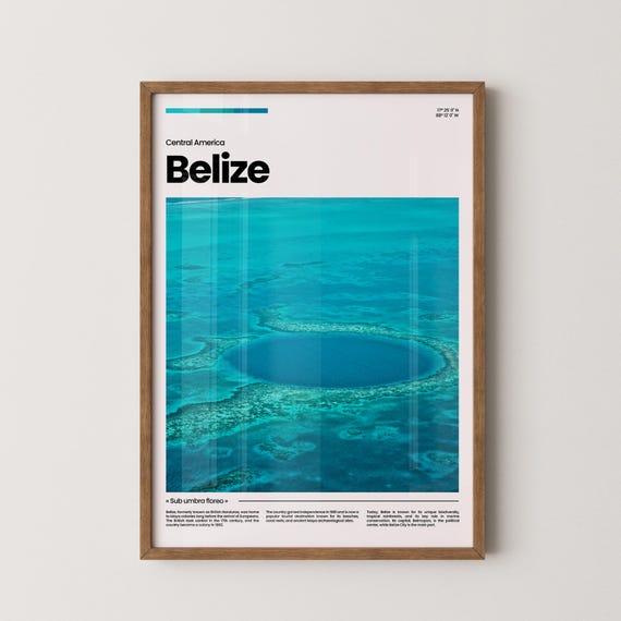Belize Travel Poster Belize Poster Belize Photo Poster Belize Art Print Central America Poster Travel Poster Print Travel Gift