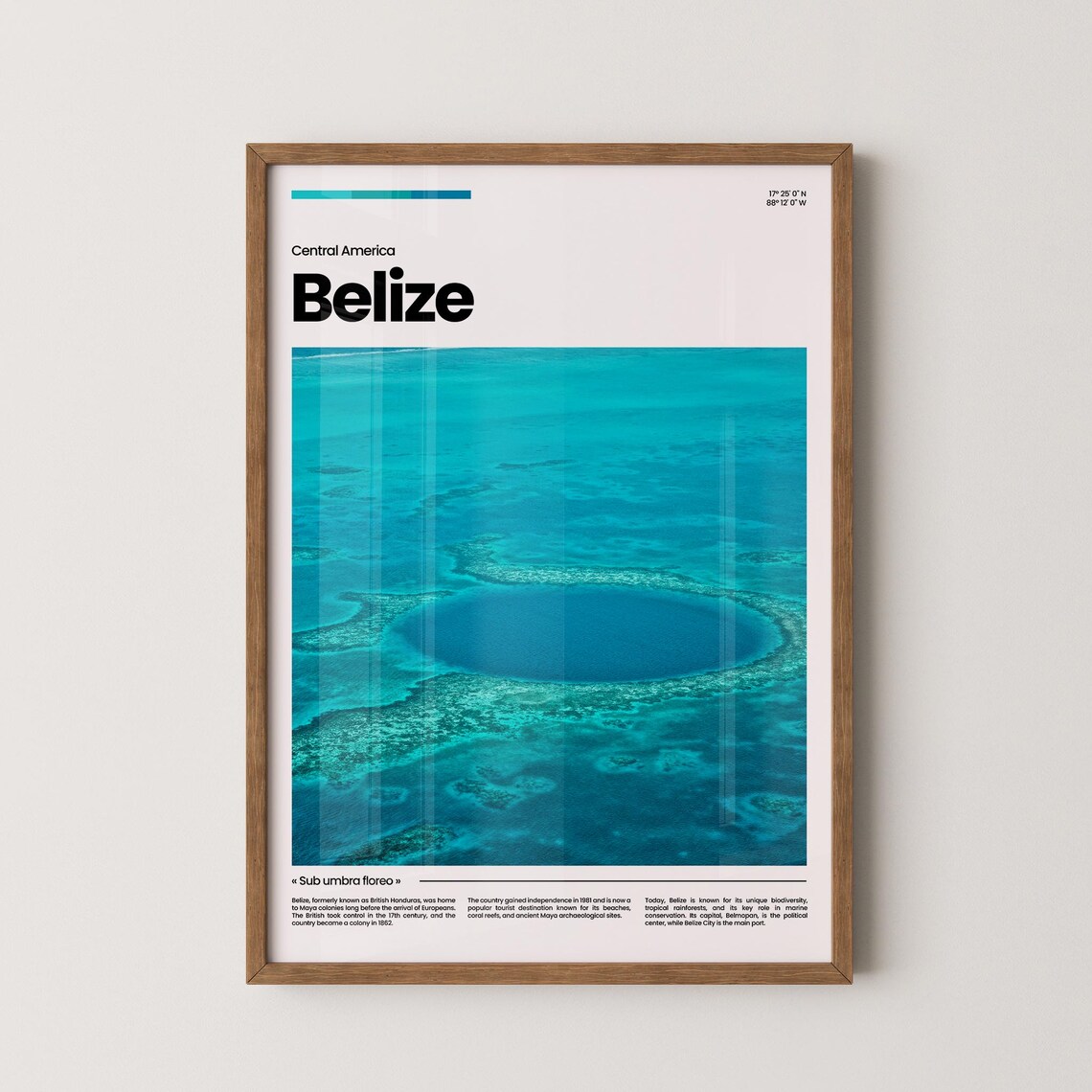 Belize Blue Hole Aerial Coral Reef Turquoise Sea Travel Poster
