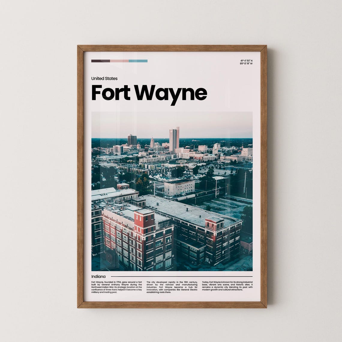 Fort Wayne Travel Poster Fort Wayne Poster Fort Wayne Photo Poster Fort Wayne Art Print Usa Poster Indiana Poster Travel Gift