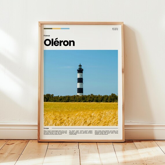 Oleron France Lighthouse Island Coast Golden Wheat Field Travel Poster