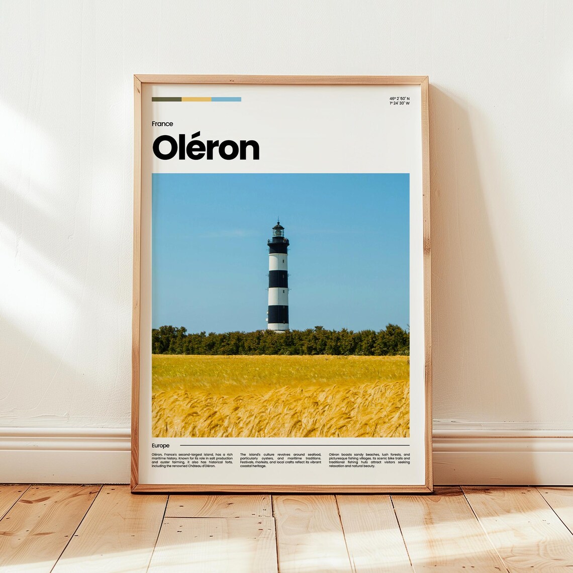 Oleron France Lighthouse Island Coast Golden Wheat Field Travel Poster