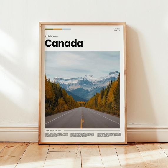 Canada Rocky Mountain Road Fall Colors North America Travel Poster