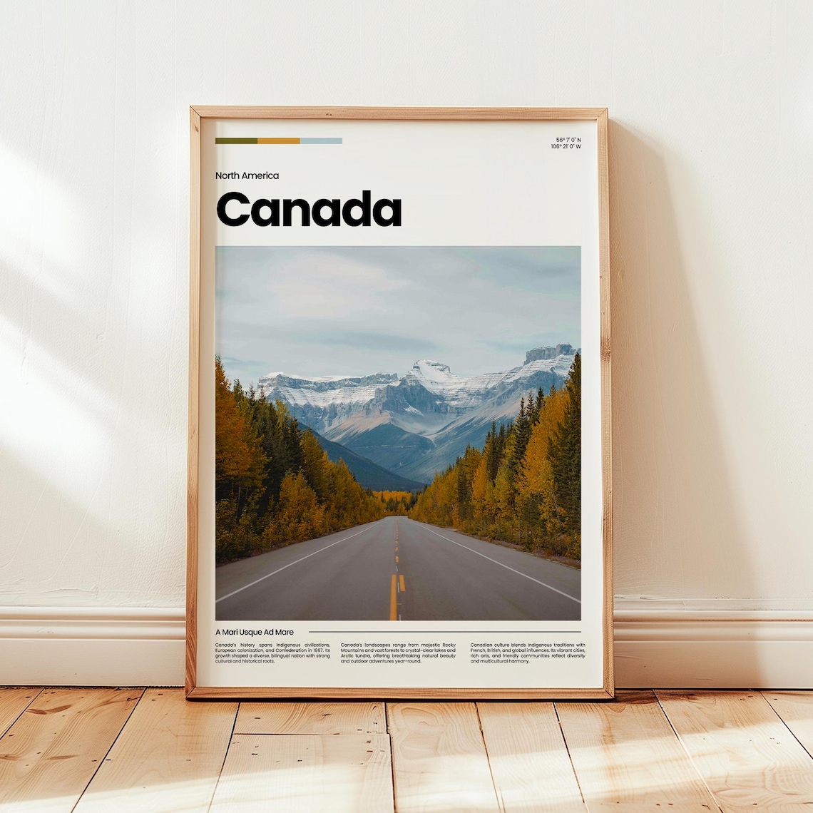 Canada Rocky Mountain Road Fall Colors North America Travel Poster