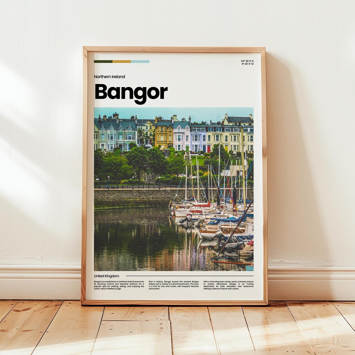 Bangor Northern Ireland Marina Sailboats Waterfront Travel Poster