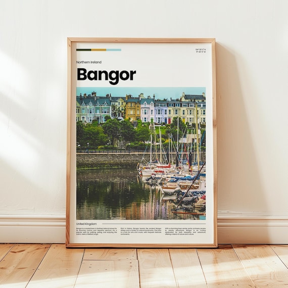 Bangor Northern Ireland Marina Sailboats Waterfront Travel Poster