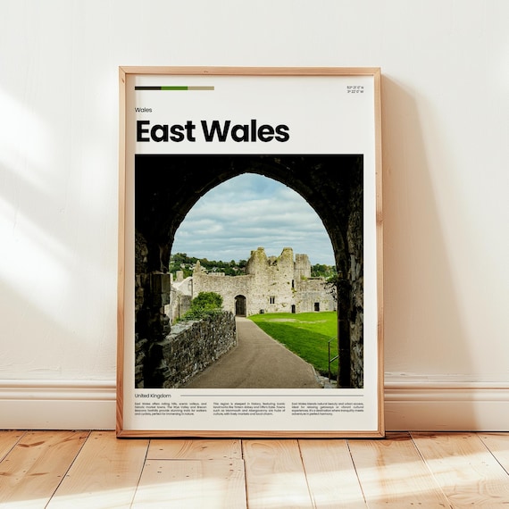 East Wales United Kingdom Castle Ruins Stone Archway Travel Poster