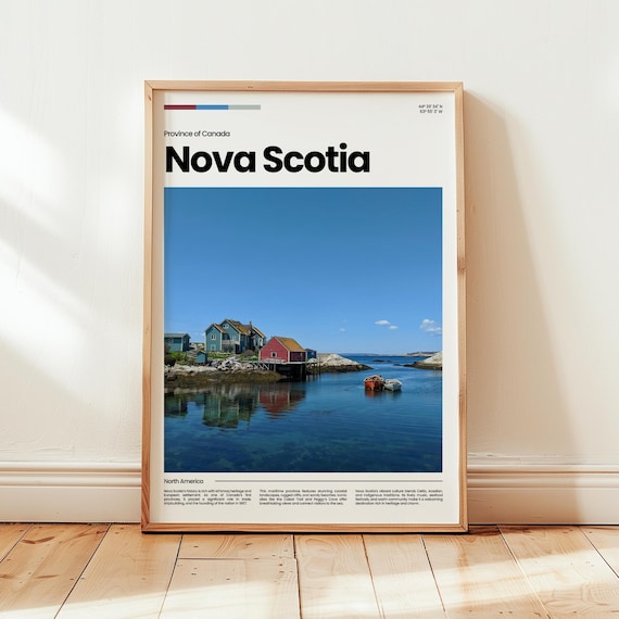 Nova Scotia Canada Colorful Fishing Village Harbor Travel Wall Art