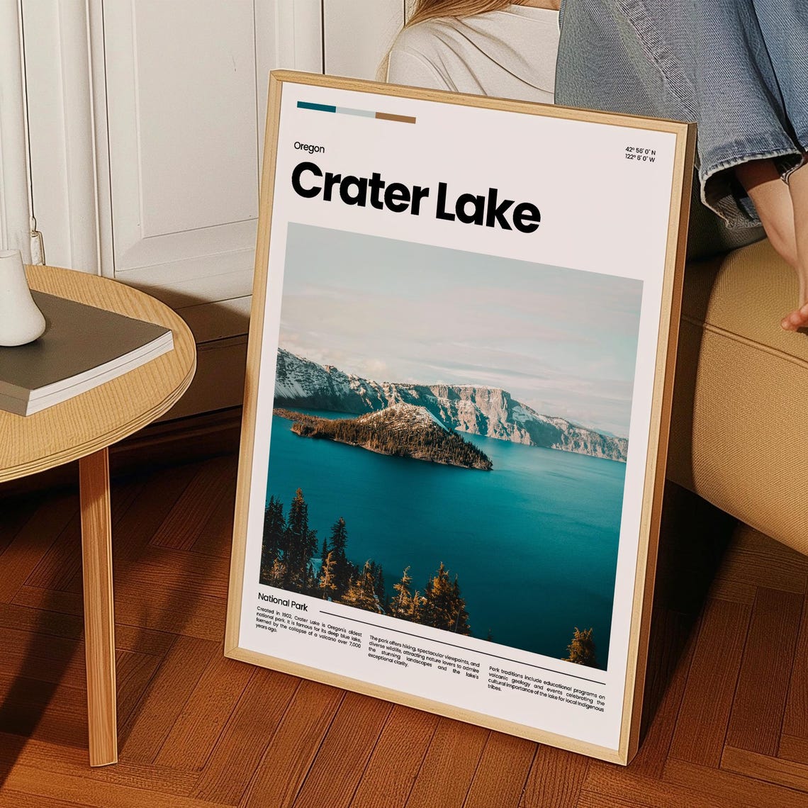 Crater Lake Travel Poster Crater Lake Poster Crater Lake Photo Poster Crater Lake Art Print National Park Usa Poster Travel Gift - Image 3