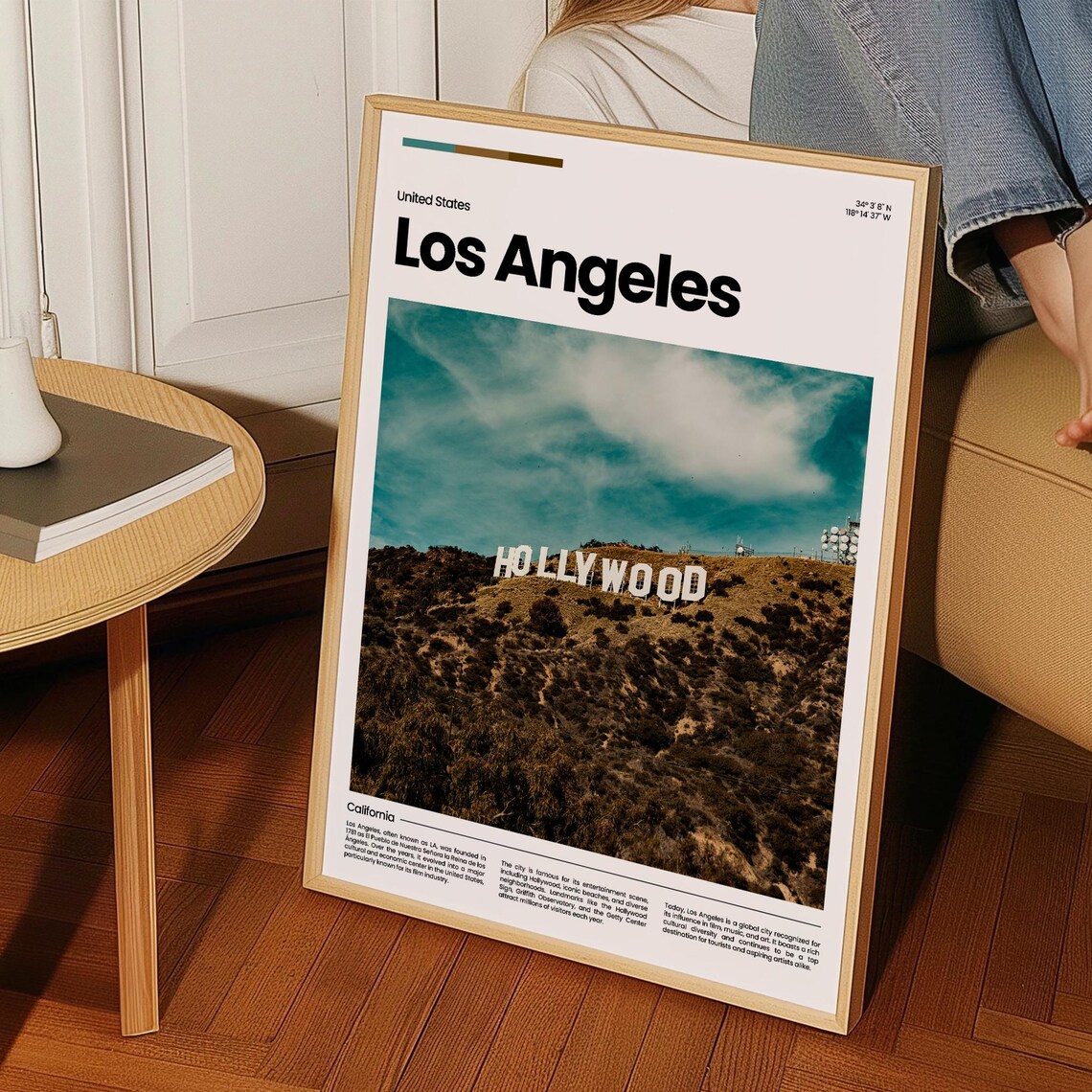 Los Angeles Hollywood Sign Hills California Modern Travel Poster - Image 3