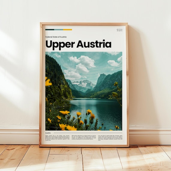 Upper Austria Alpine Lake Mountains Wildflower Travel Poster