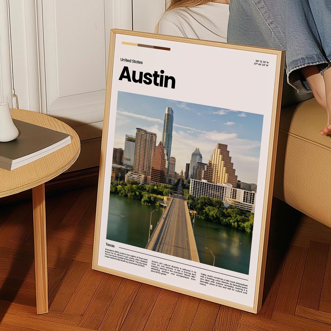 Austin Congress Avenue Bridge Skyline Texas Capital Travel Poster - Image 3