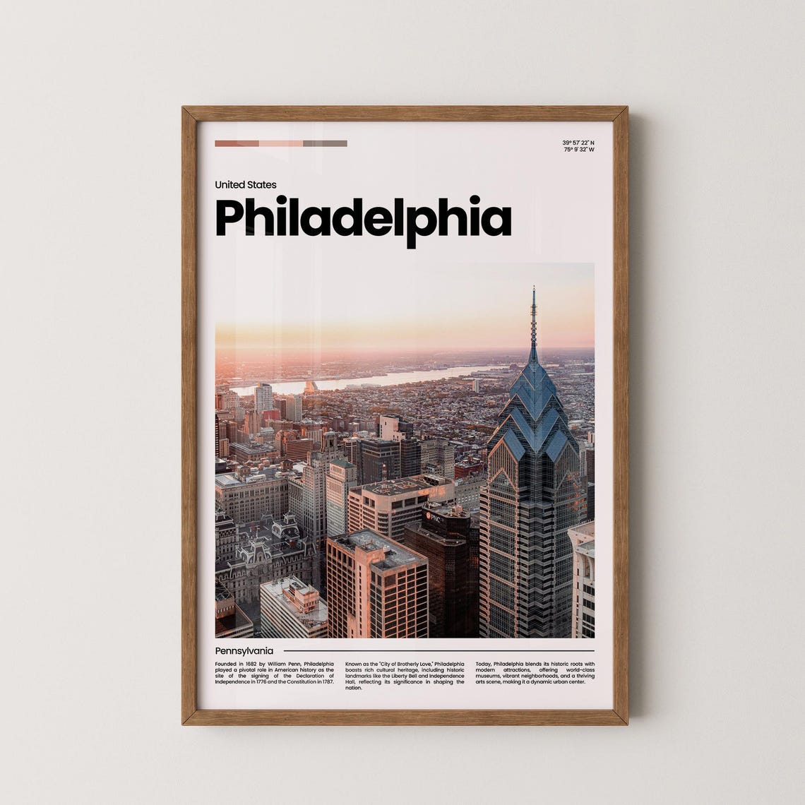 Philadelphia Travel Poster Philadelphia Poster Philadelphia Photo Poster Philadelphia Art Print Pennsylvanie Poster Usa Travel Gift