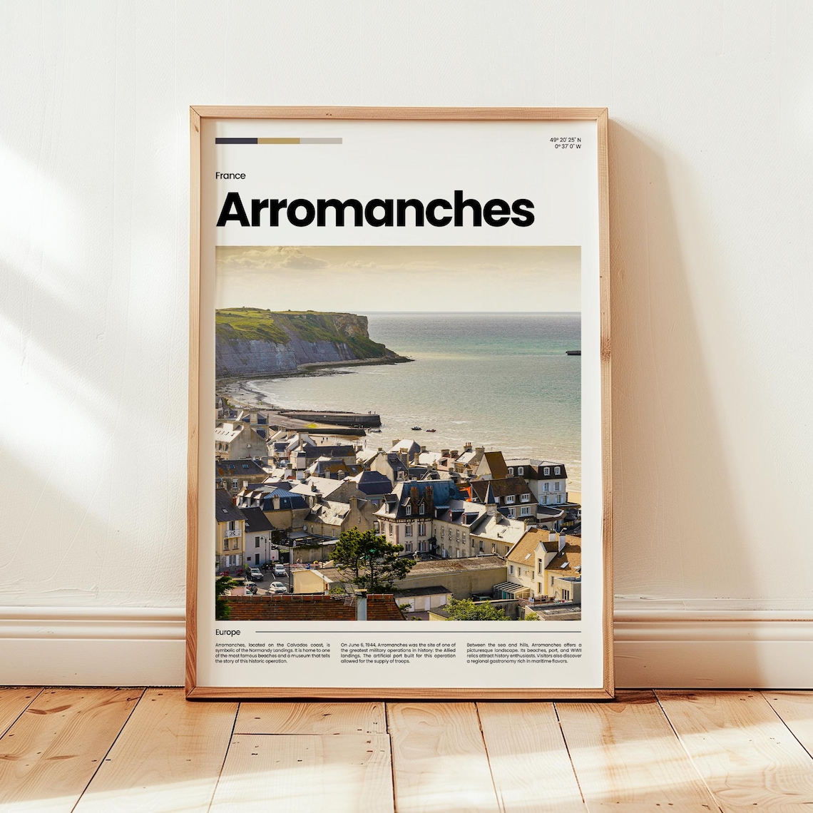 Arromanches France D-Day Coast Cliffs Aerial Photo Travel Poster