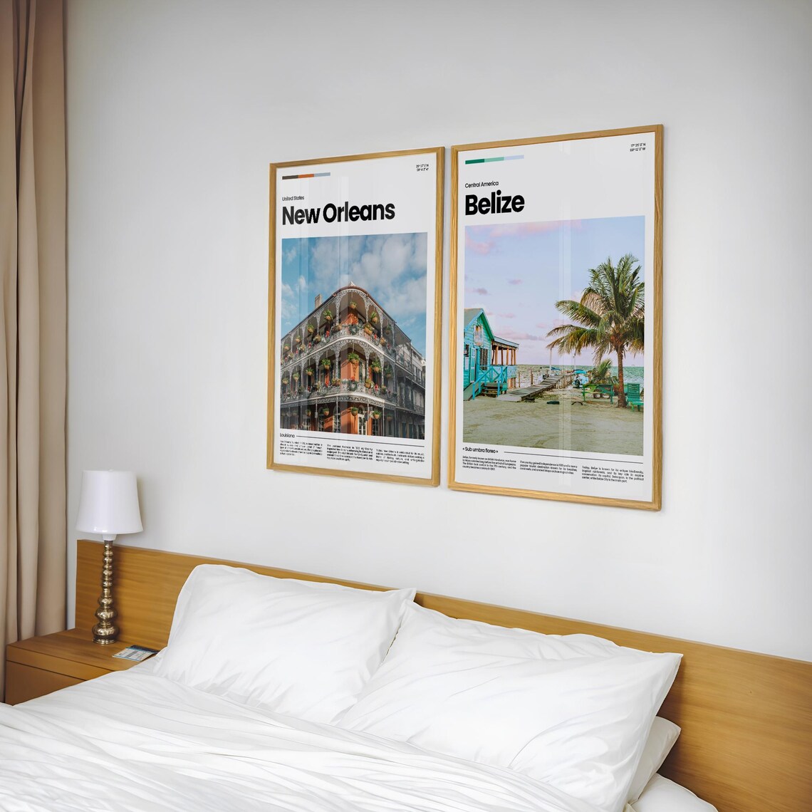 Belize Beach Stilt House Palm Pier Sunset Caribbean Travel Poster - Image 2