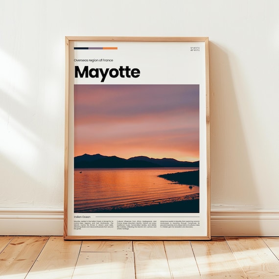 Mayotte Indian Ocean Sunset Lagoon French Island Travel Poster
