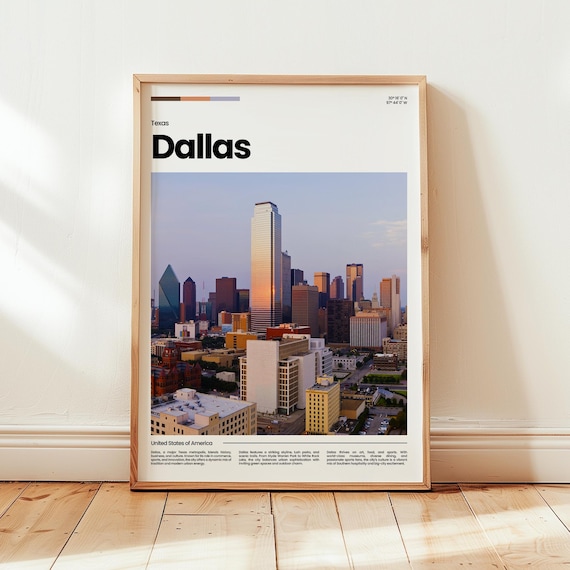 Dallas Texas Skyline Poster Golden Hour Downtown Cityscape Photo