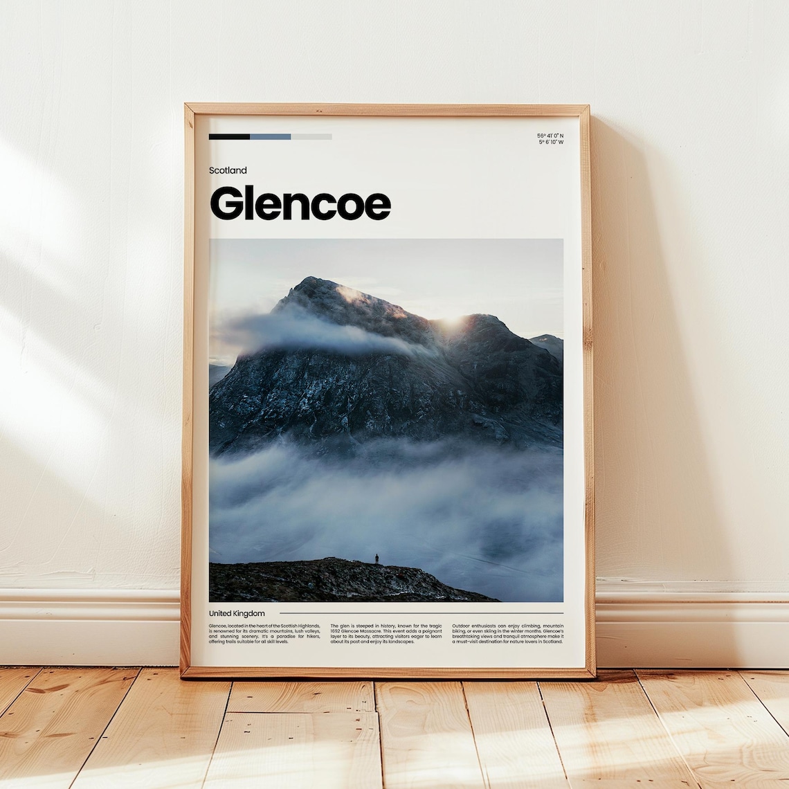 Glencoe Scotland Misty Mountain Peak Dramatic Landscape Travel Poster