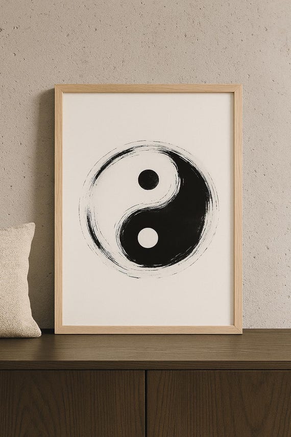 Minimalist Yin Yang Poster, Zen Balance And Harmony