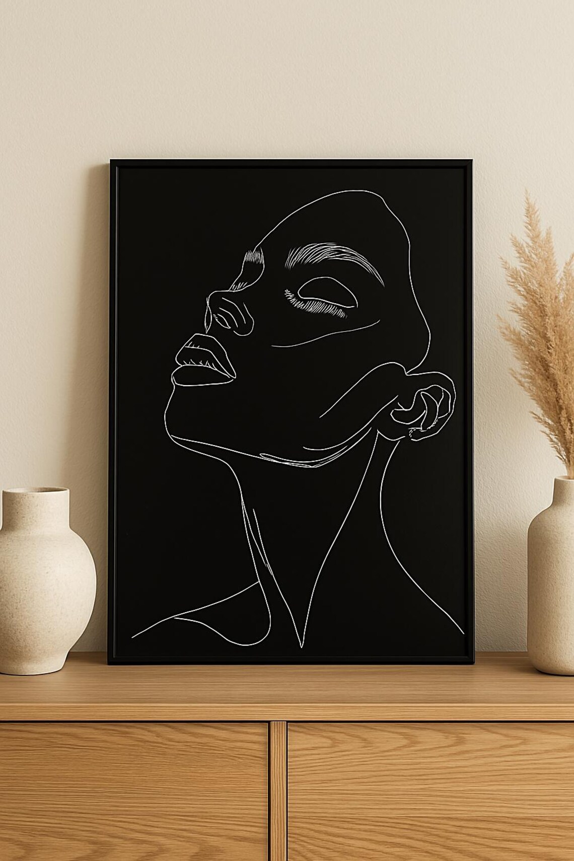 Minimalist Line Art Female Face, Modern Abstract - Image 3
