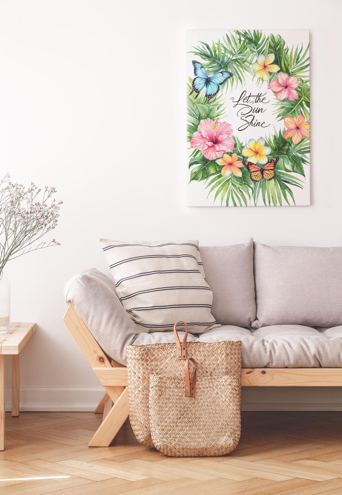 Spring Tropical Wall Art Print, Butterfly Quote - Image 3