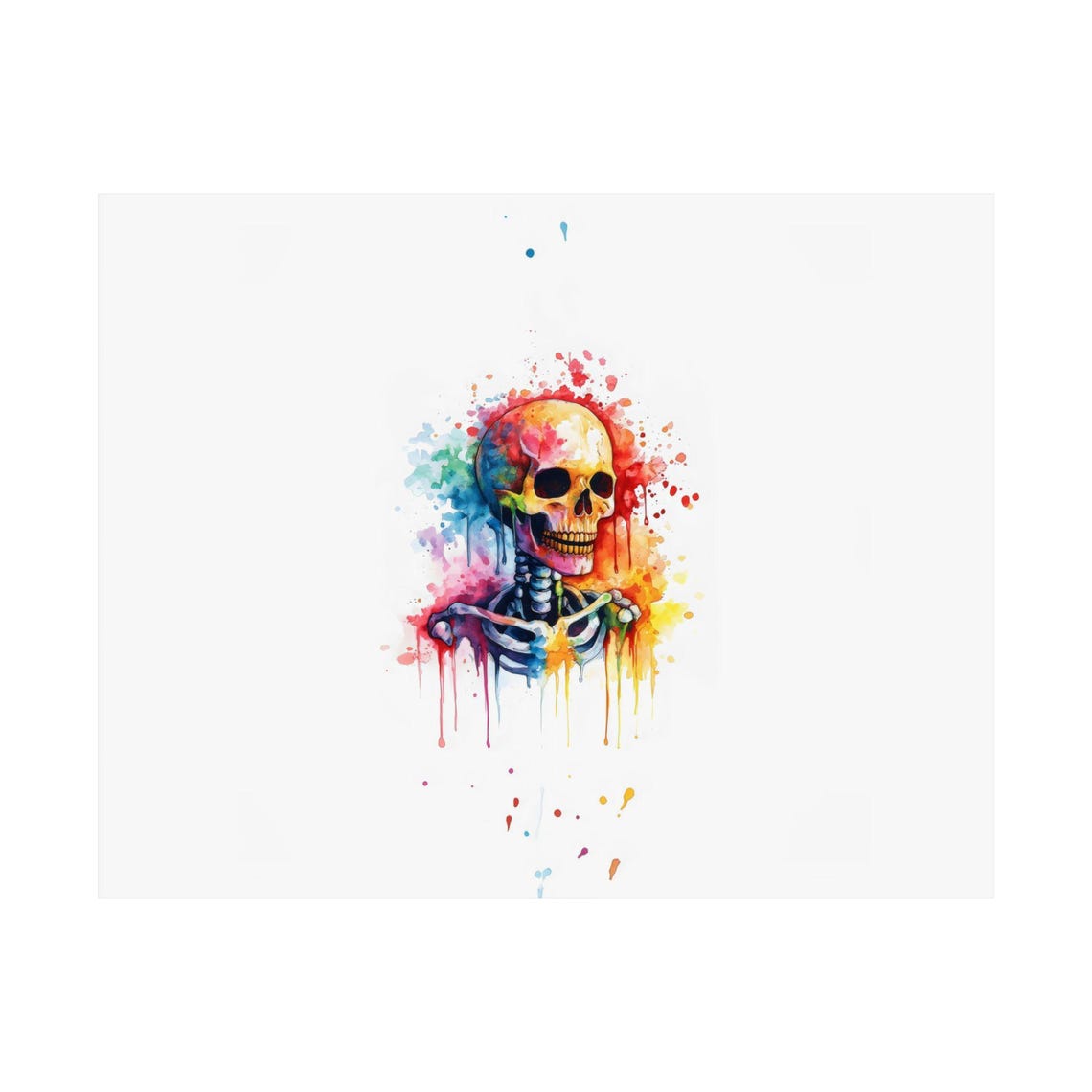 Colorful Skull Watercolor Splash Gothic Halloween Party Poster - Image 3