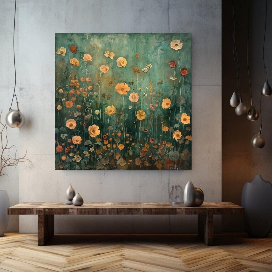 Moody Marigold Botanical Art, Cottage Core Poster