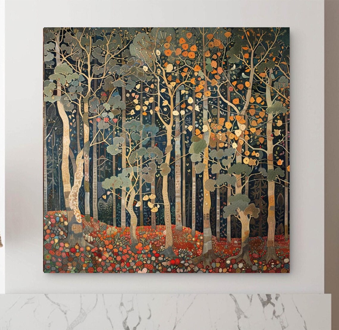 William Morris-Inspired Autumn Forest Botanical Art Print