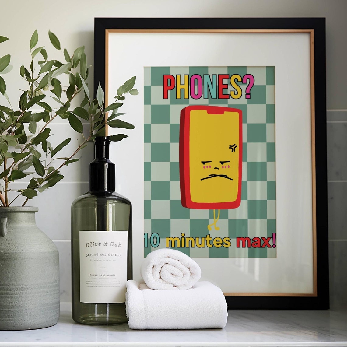 Bathroom Wall Decor Bath Decor Funny Bathroom Sign Gift For Husband Office Room Sign Phone Sign Classroom Decor Washroom Wall Art Bathroom - Image 4