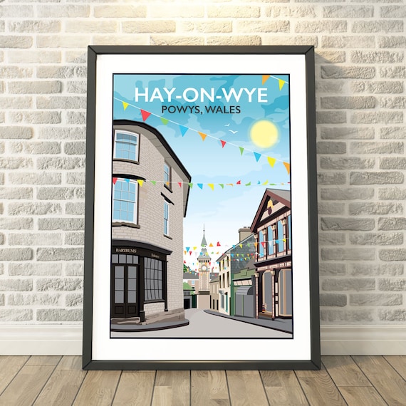 Hayonwye Powys Wales Travel Poster, Memory Print