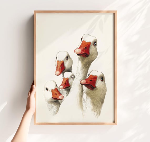 Funny Goose Print Quirky Farmhouse Bathroom Decor
