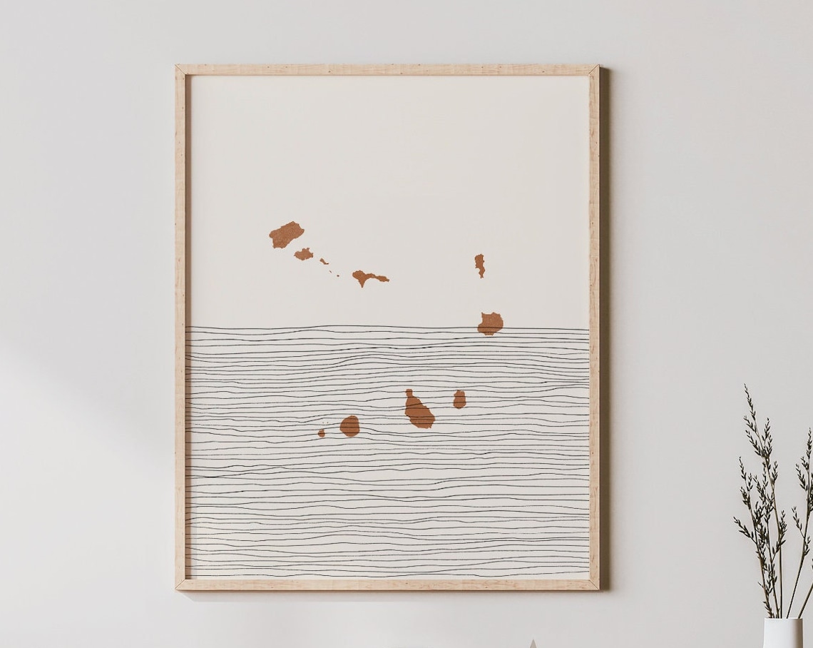 Cabo Verde Boho Travel Poster, Map Silhouette