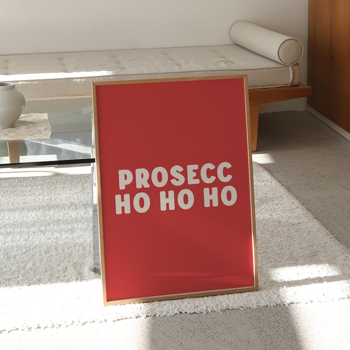 Prosecc Ho Ho Ho Funny Christmas Cocktail Quote Typography Poster - Image 2