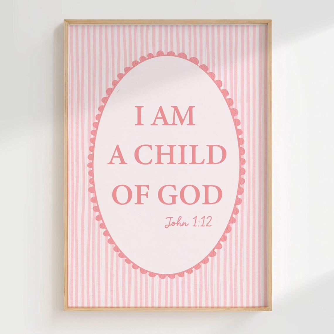 I Am A Child Of God John 1:12 Pink Bible Verse Nursery Poster
