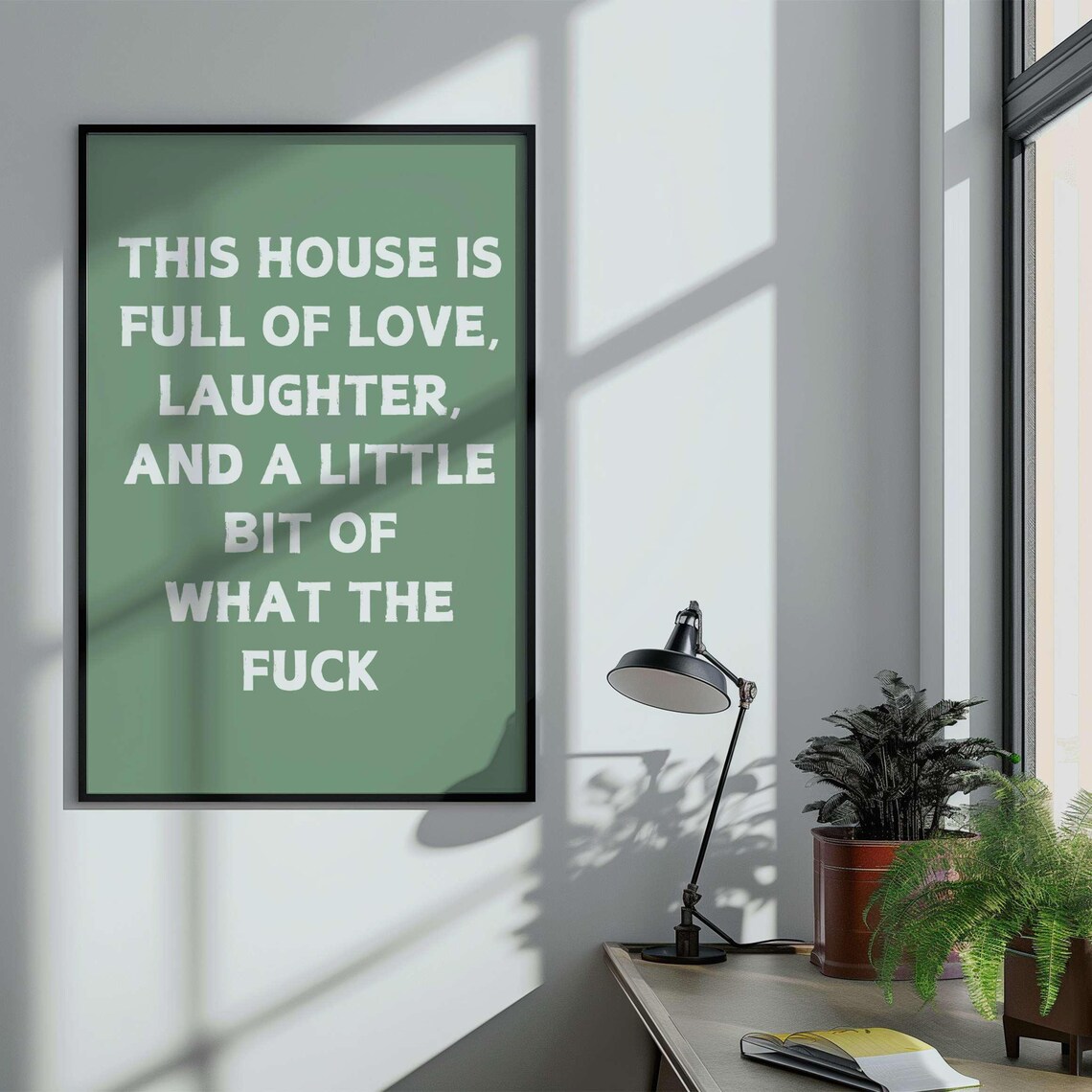 This House Is Full Of Love Laughter Pink Family Quote Poster - Image 3